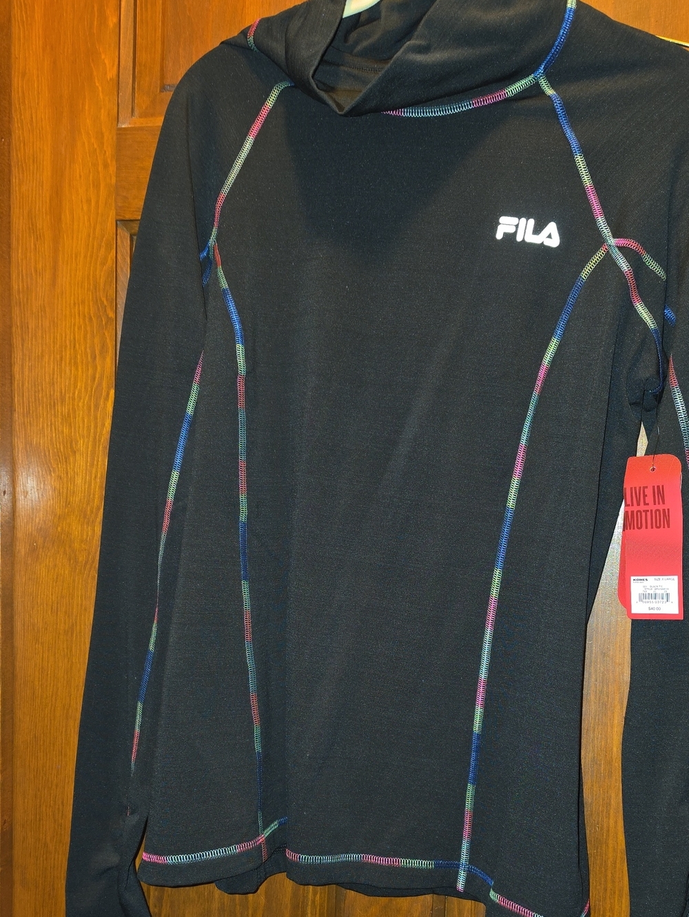 FILA Womens Black Multicolor Contrast Stitching